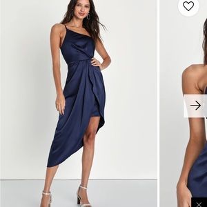 Lulus Law of Attraction One Shoulder Dress in Navy